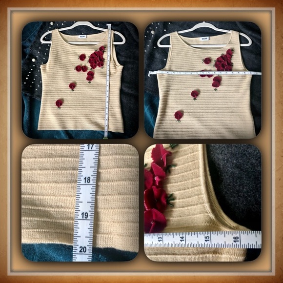 Vintage ⭐️🐻 MOSCHINO 🐻⭐️ Virgin Wool Velvet 3D Flower Tank Top Shirt ITALY❣️ - Picture 6 of 14